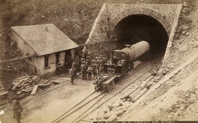 Workers During the Construction of the Gotthard Railway Tunnel, Switzerland, c.1880 by Unknown